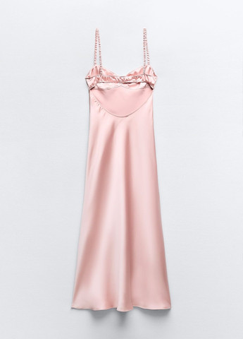 Светло-розовое домашнее платье Zara однотонное