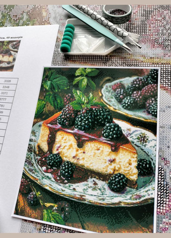 Набор алмазной мозаики НА подрамнике АЛМР-262 "Ягодный чизкейк", 40*50см АлМазка (332211843)