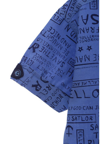 Сорочка з коротким рукавом для хлопчика бавовняна із символами блакитна 128 см (37969) BABYKROHA (315721108)