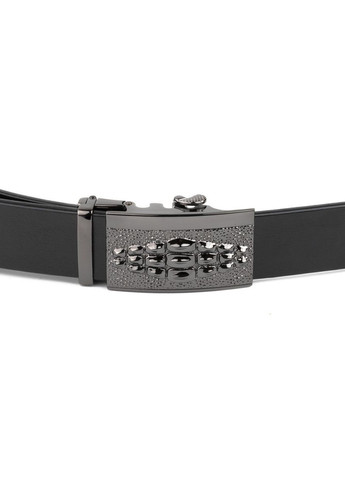 Чоловічий ремінь шкіряний із пряжкою автомат та силуетом під екзотику 20300 Чорний Vintage (302972355)