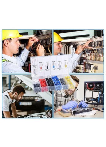 Набір ізольованих кінцевиків гільз в кейсі для обтиску захисту проводів різного перетину 1200 елементів (481568-Prob) Unbranded (363009579)