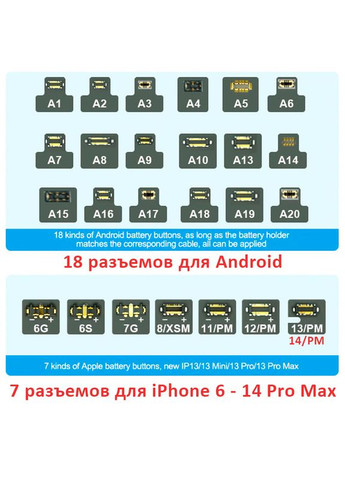 Кабелі для блоків живлення з роз'ємами підключення плат SS905D Huawei, Xiaomi, Samsung, iPhone 5 - 14PM Sunshine (267507288)