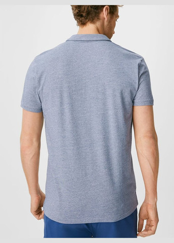 Голубой футболка-поло из хлопка для мужчин C&A однотонная