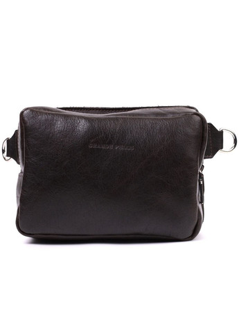 Прямокутна сумка бананка із якісної натуральної шкіри коричнева 20,5х14,5х6,5 см; 22575 Grande Pelle (362418401)