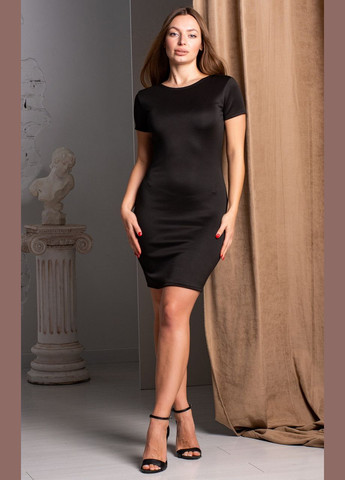 Чорна ділова жіноче коротке трикотажне міні плаття, що обтягує по фігурі, з короткими рукавами. чорне No Brand однотонна