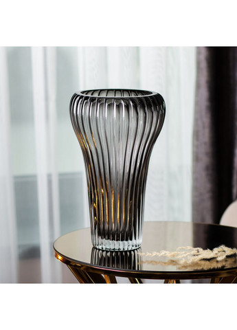 Декоративна скляна ваза, 27,5 см Сіра Yiwu (360454986)