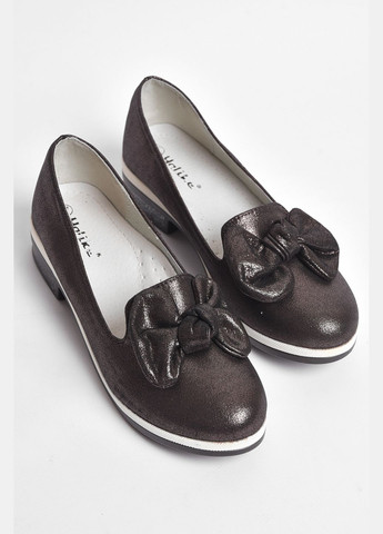Коричневые туфли детские для девочки коричневого цвета без шнурков Let's Shop