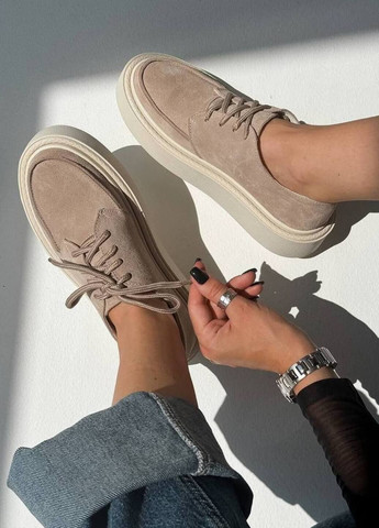 Бежевые кеды замшевые Ailinda на підвищеній підошві