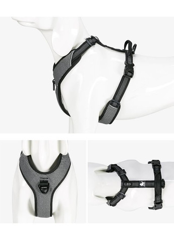 Шлея для собак TLH6071 светоотражающая с прочной ручкой, регулируемая Черный, L Truelove (373444115)