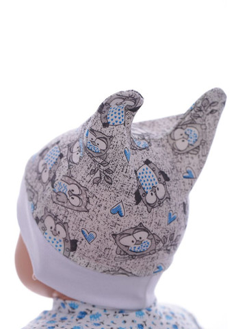 Шапка з вушками кулір сірий 1м+ (41961) BABYKROHA (317042815)