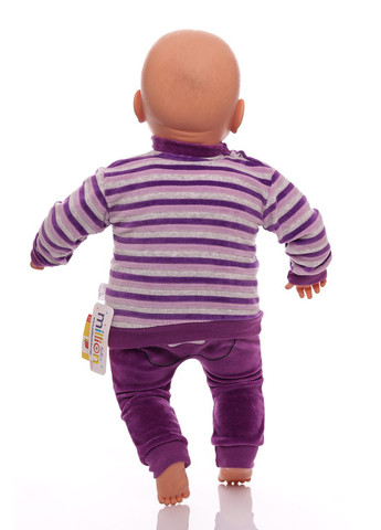 Фиолетовый зимний костюм с длинным рукавом для девочки велюровый в полоску сиреневый 62 см (29936) BABYKROHA