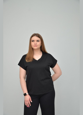 Черная всесезон женская повседневная футболка, разные цвета (2xl, 3xl, 4xl, ), 5xl No Brand