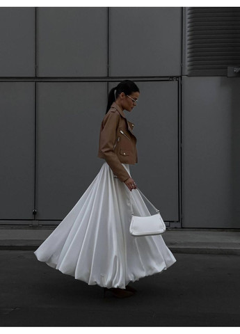 Белая женская шелковая юбка на подкладке с молнией сбоку s, m белый No Brand