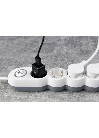 Подовжувач 5 розеток 3м 10А 3х1.0мм2 White (-U05VESM3W) 2E (307436539)