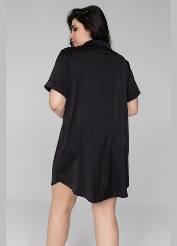 Черный демисезонный ночная сорочка-рубашка с коротким рукавом н1485 чорный MiaNaGreen