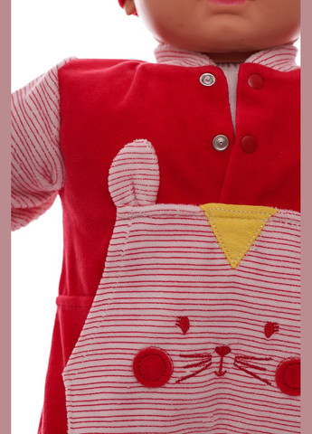 Чоловічок для хлопчика велюровий з котиком червоний 74 см (26569) BABYKROHA (297197400)