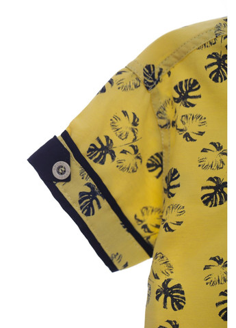 Сорочка з коротким рукавом для хлопчика бавовняна з листочками жовта 128 см (37964) BABYKROHA (297198140)