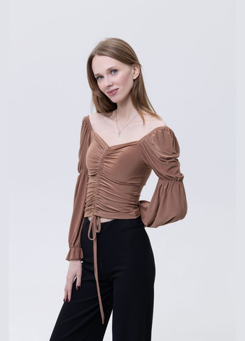 Бронзовая демисезонная женская блуза с длинным рукавом цвет бронзовый цб-00233767 TILLE