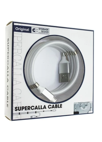 Кабель магнітний SuperCalla USB-A to micro-USB magnetic 10 магнітів білий No Brand (389768370)