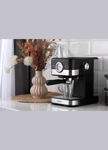 Кофеварка рожковая 1.5л, молотая, ручной капучинатор, черно-серебристый Ardesto (322458099)