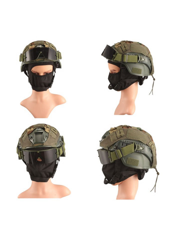 Тактические очки-маска с креплением на каску и тремя сменными линзами Олива Solve (329741359)