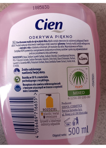 Жидкое крем-мыло для рук 500 мл. с экстрактом розы Cien (356671671)