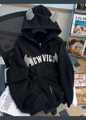 Стильний оверсайз худі на змійці з ріжками No Brand (314886923)