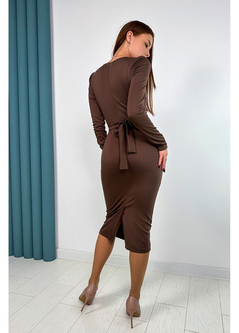 Коричнева коктейльна сукня пояс корсет 23077 шоколадна Tanita-Romario