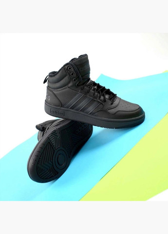 Черные кроссовки мужские hoops 3.0 mid winterized black gw6421 adidas