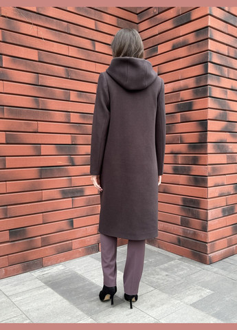 Темно-коричневое демисезонное Демисезонное коричневое пальто с капюшоном 4453 Cat Orange