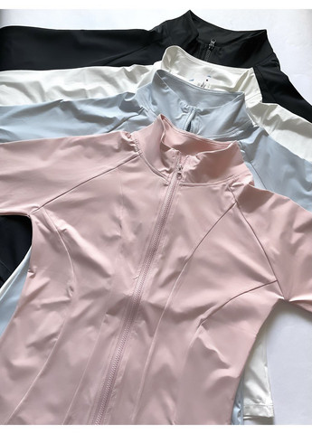 Спортивная женская кофта (лонгслив) приталенного кроя на молнии с отверстиями для пальцев Пудровая Medea Приталена з довгим рукавом на блискавці (364122670)