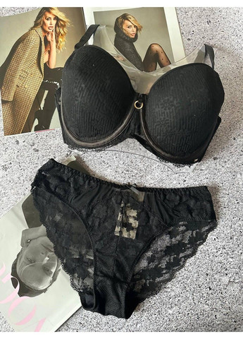 Чорний комплект жіночої нижньої білизни бюст спейсер з трусиками сліп чорний Weiyesi