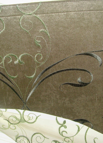 Жесткий ламбрекен Каскад 1,5м зеленый с коричневым (121_5ж) Firanka Simple (345733322)