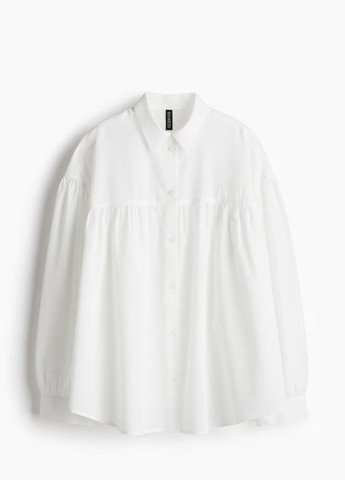 Молочная кэжуал рубашка однотонная H&M