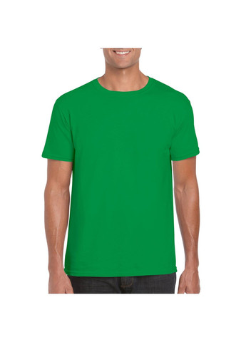 Зелена футболка чоловіча однотонна зелена 64000-2252c з коротким рукавом Gildan Softstyle