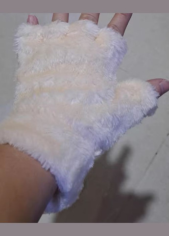 Мітенки хутряні Котячі лапки бежеві з коричневими вставками No Brand (316093336)