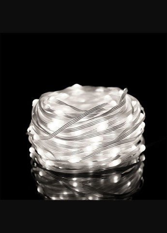 Вулична світлодіодна гирлянда стрічка 100 LED великі краплі 10 метрів білий 8 режимів для садово-паркового дизайну SunLamp (304425746)