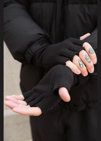 Теплі чорні зимові шерстяні перчатки рукавиці без пальців 1-63 Falange Without (304611731)