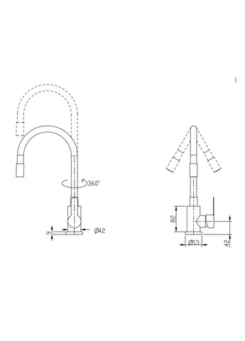 Змішувач для кухні Pure з гнучким виливом Graphite/Grey BRIPUR015F3GRG Brinex 015F3 (351898387)