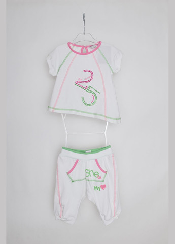 Белый летний комплект(футболка+штаны) 21382o47 бело-розовый Sprint