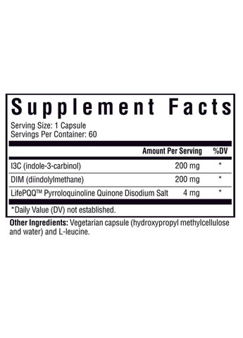 Здоровий метаболізм естрогену з PQQ, DIM + I3C з PQQ,, 60 вегетаріанських капсул Seeking Health (325401187)