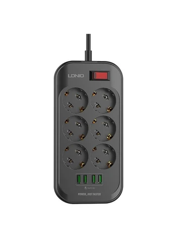 Мережевий фільтр-подовжувач LDNIO SE6403 6 розеток/4 USB 2 м Black No Brand (317196476)