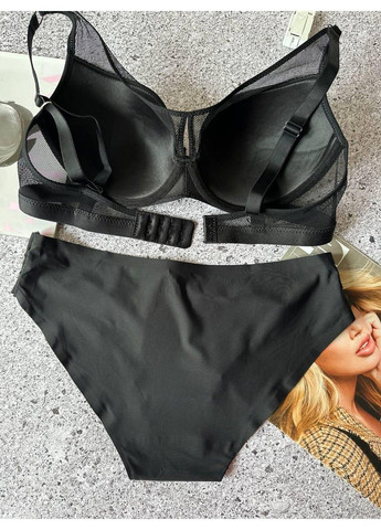 Чорний комплект жіночої нижньої білизни на 4 розмір, бюстгальтер і трусики Weiyesi