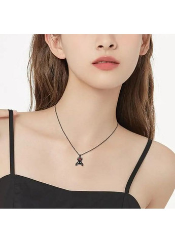 Чорний готичний кулон на ланцюжку у вигляді кажана з червоним серцем із фіаніту для жінок 2.9 см 45+5 см AurumLux305 Liresmina Jewelry (365777316)