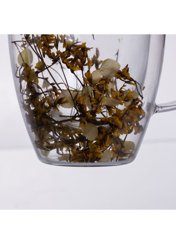 Чашка скляна з подвійними стінками, склянка з термостійкого скла з декором жовтих сухоцвітів 350 мл 64486-43 Jooki (372010862)