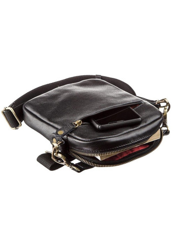 Чоловіча шкіряна сумка з двома знімними ручками 19110 Чорна Shvigel (366880575)