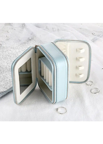 Шкатулка футляр короб бокс для хранения украшений драгоценностей с зеркальцем экокожа 12х5х8.5 см (479203-Prob) Голубая Unbranded (316173213)