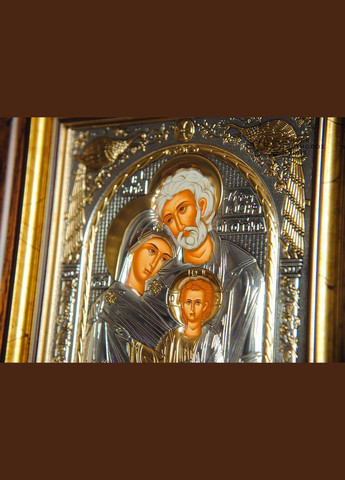 Серебряная Икона Святое Семейство 30,5х28,5см в прямоугольном киоте под стеклом Silver Axion (266266175)