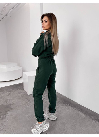 Женский флисовый комбинезон FINO Mode комбинезон-брюки изумрудный спортивный, повседневный, вечерний, кэжуал флис
