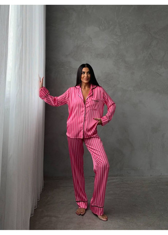 Рожева всесезон жіноча піжама рожева сорочка + брюки Vital-Textile 1278